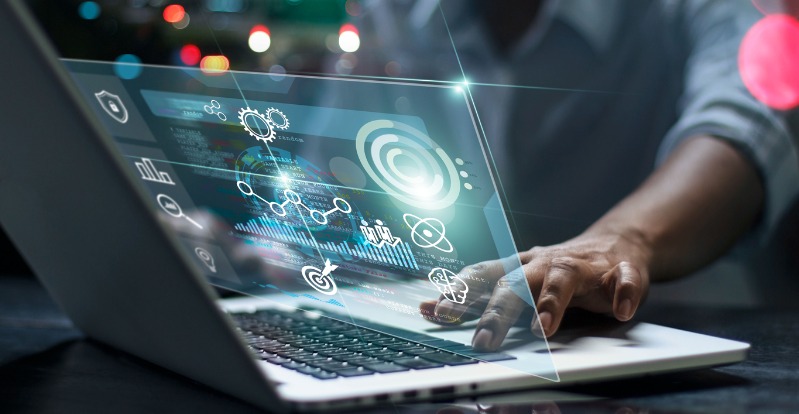 Custom software development on a laptop