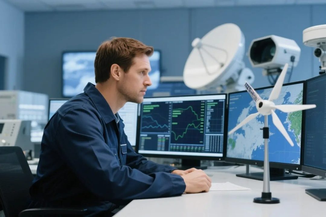 Operator monitoring a security control room